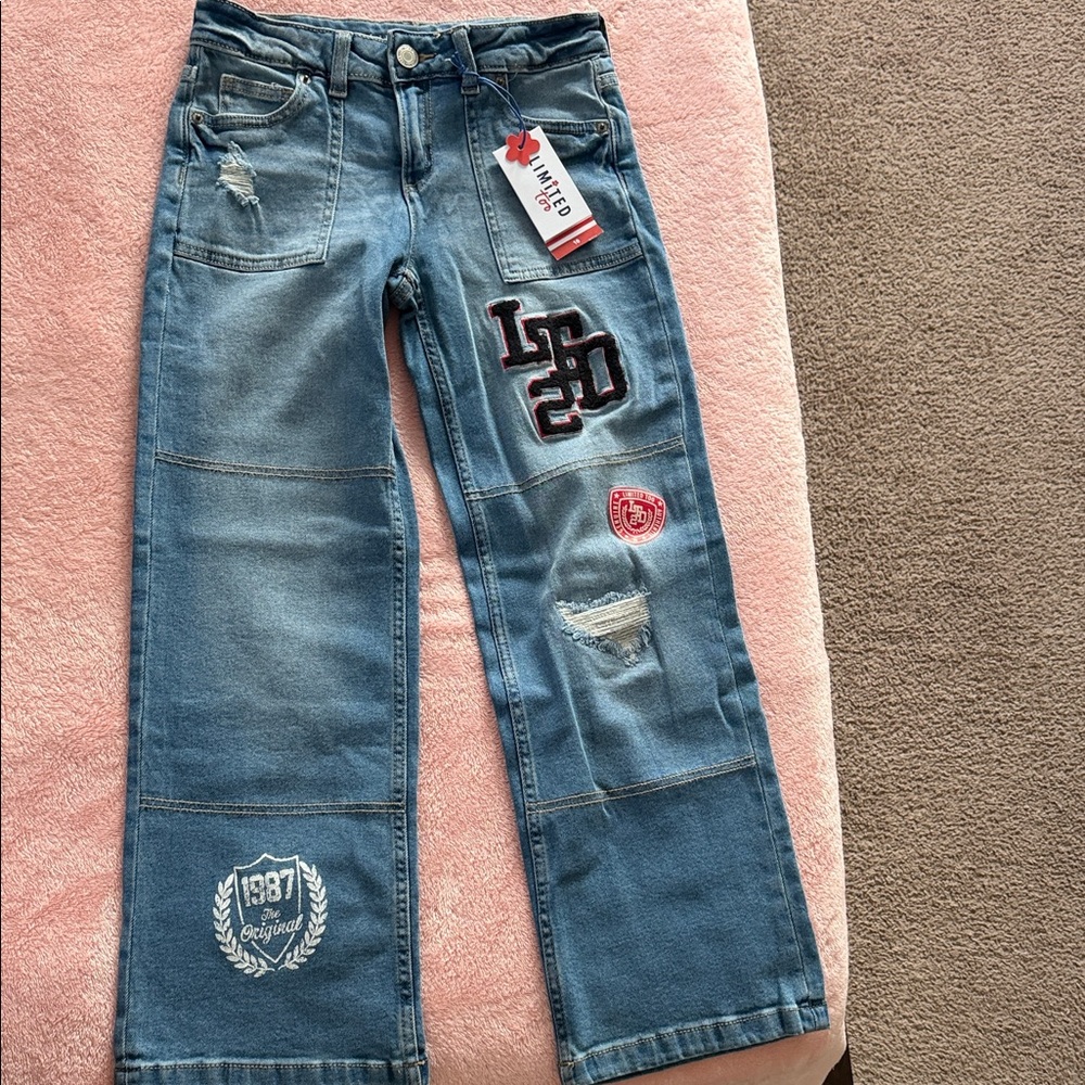 Limited Too Blue Patchwork Boyfriend Jeans